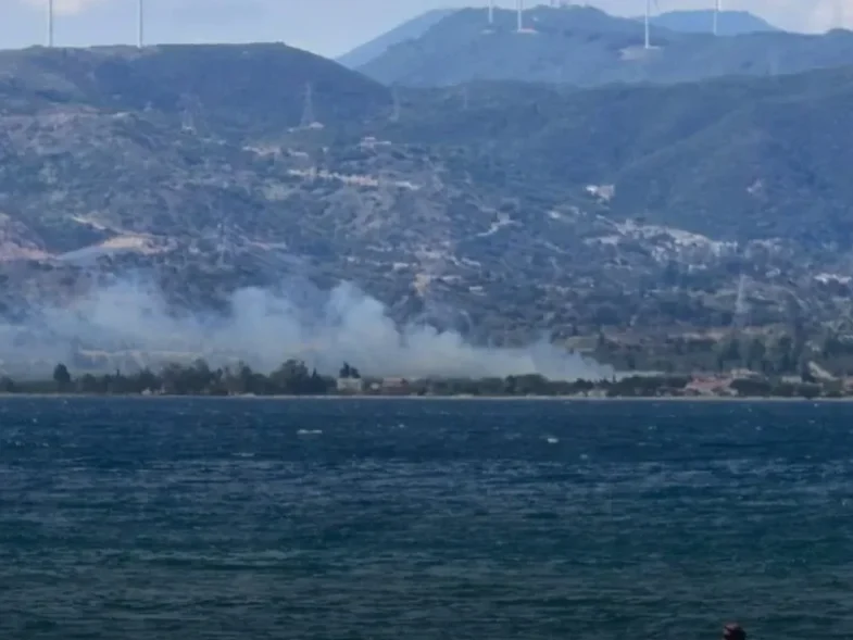 Φωτιά στο Αντίρριο κοντά στα διόδια της Γέφυρας